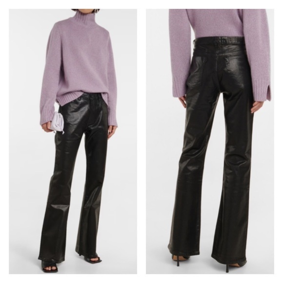 Anthropologie 3X1 NYC Farrah Coated High‎ Rise Bell Bottom Flare Jeans Black